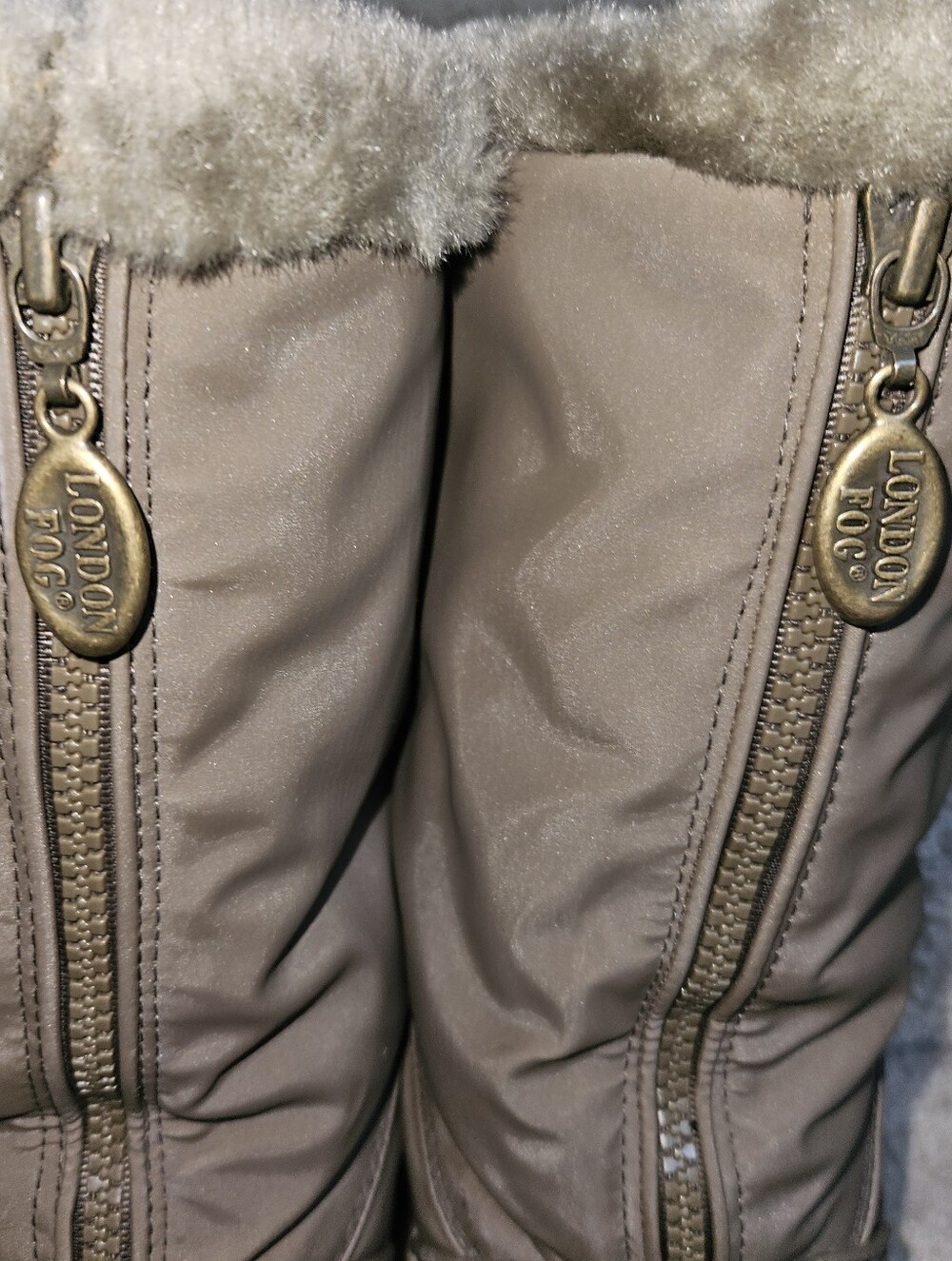 LONDON FOG Faux-Fur-Lined Taupe Winter Mid-Calf Boots Sz 8